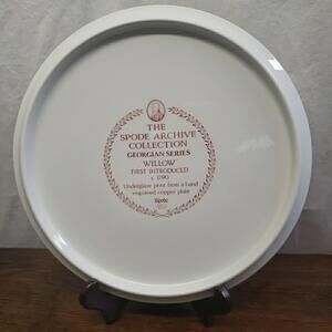 Spode Archive Collection Georgian Series Willow Cake Plate Pink Cranberry Red